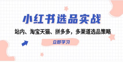 【小红书选品实战】站内、淘宝天猫、拼多多，多渠道选品策略