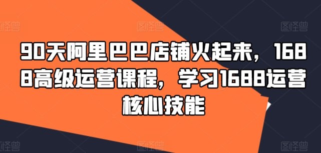 1688高级运营课 学习核心技能