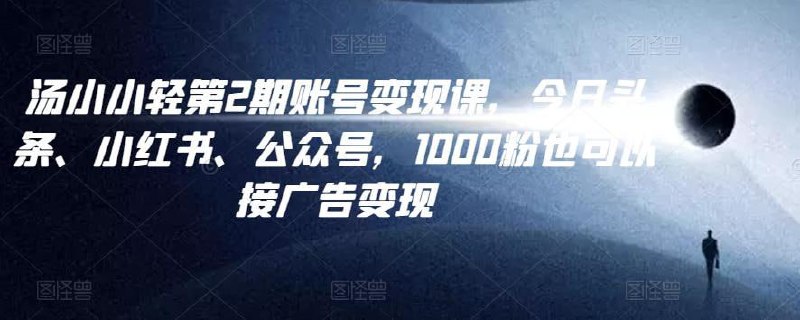 汤小小账号变现课第2期