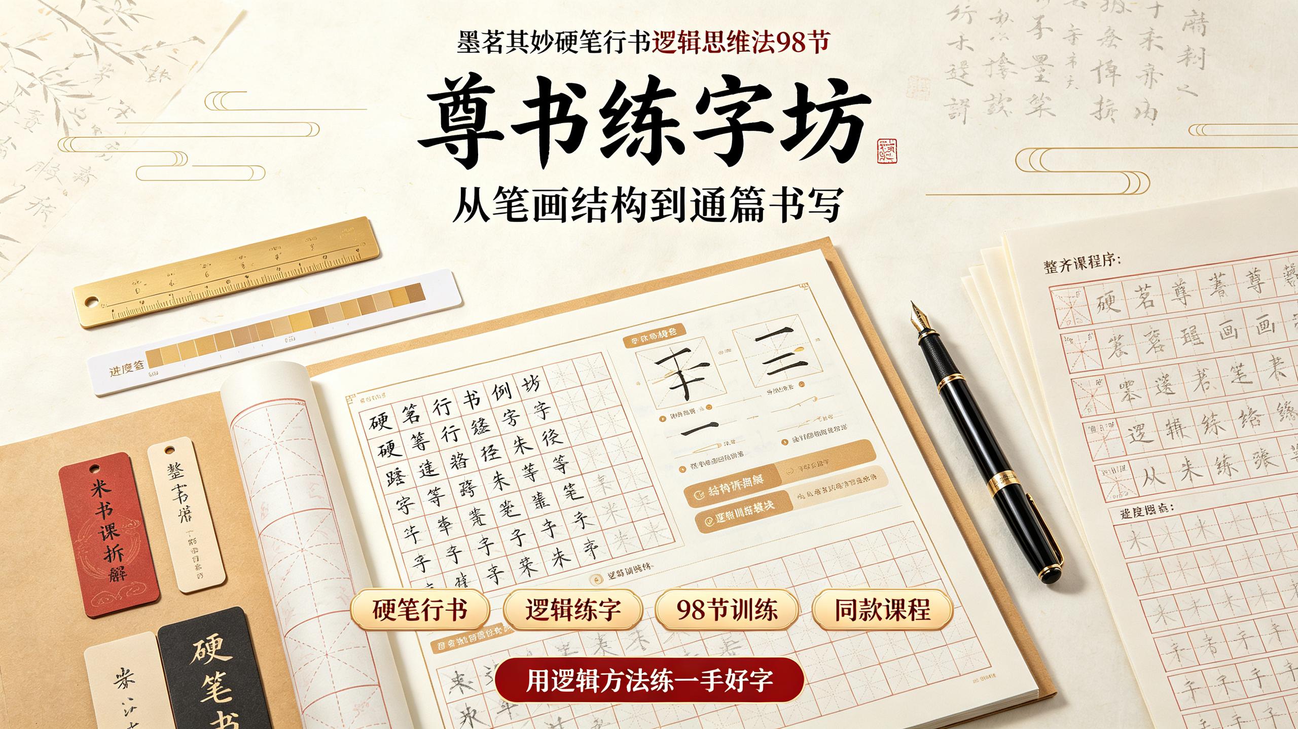 尊书练字坊-抖音同款墨茗其妙硬笔行书逻辑思维法98节