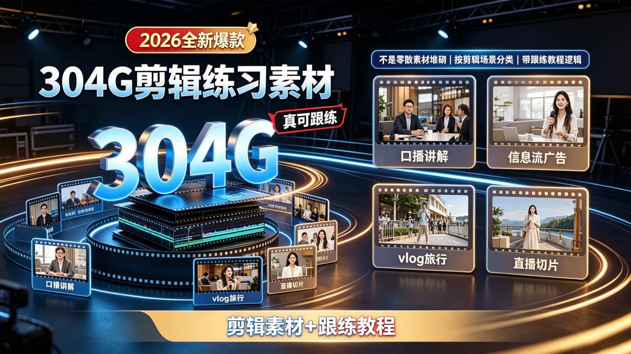 2026全新爆款304G剪辑练习素材插图 2026全新爆款304G剪辑练习素材